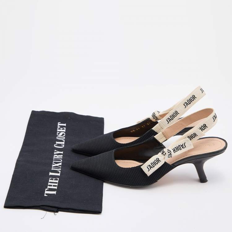 Pre Owned Dior Black Knit Fabric Jadior Slingback Pumps Size 39