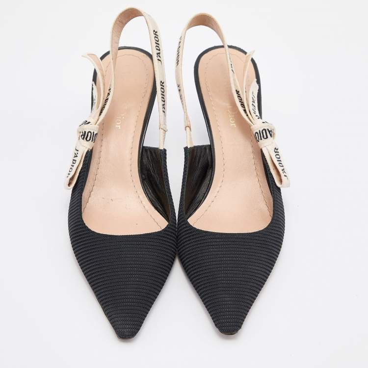 Pre Owned Dior Black Knit Fabric Jadior Slingback Pumps Size 39