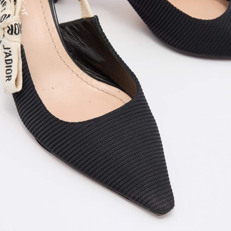 Pre Owned Dior Black Knit Fabric Jadior Slingback Pumps Size 39