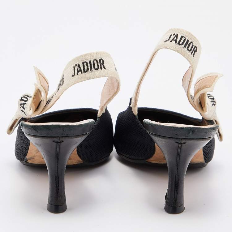 Pre Owned Dior Black Knit Fabric Jadior Slingback Pumps Size 39