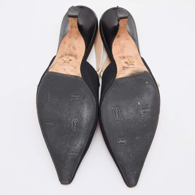 Pre Owned Dior Black Knit Fabric Jadior Slingback Pumps Size 39