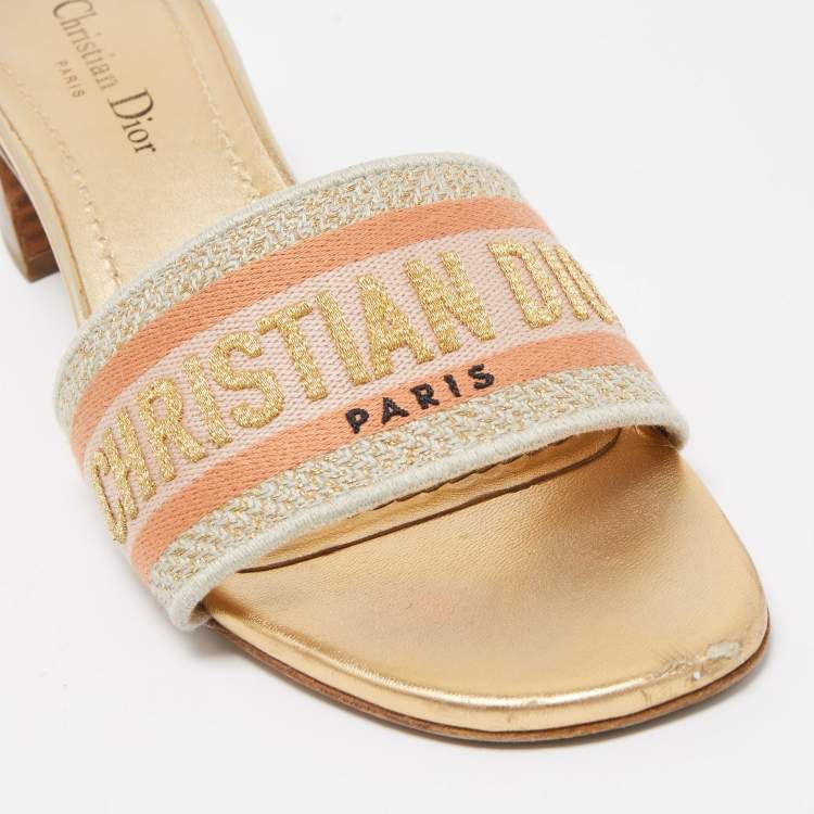 Pre Owned Dior Tricolor Embroidered Canvas Dway Slide Sandals Size 39