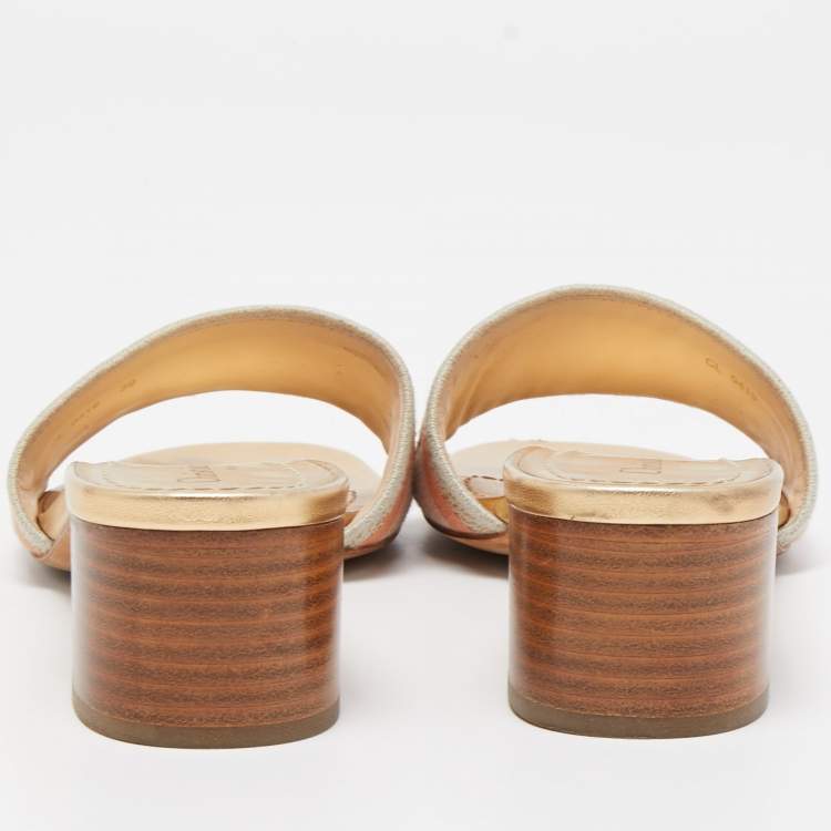 Pre Owned Dior Tricolor Embroidered Canvas Dway Slide Sandals Size 39