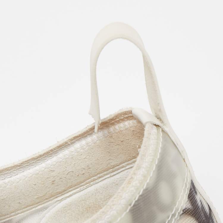 Pre Owned Dior White/Grey Oblique Mesh and Rubber B23 Low Top Sneakers Size 39