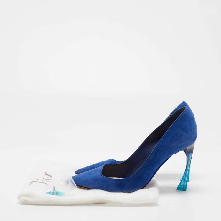 Pre Owned Dior Blue Suede Pointed Toe Pumps Size 35