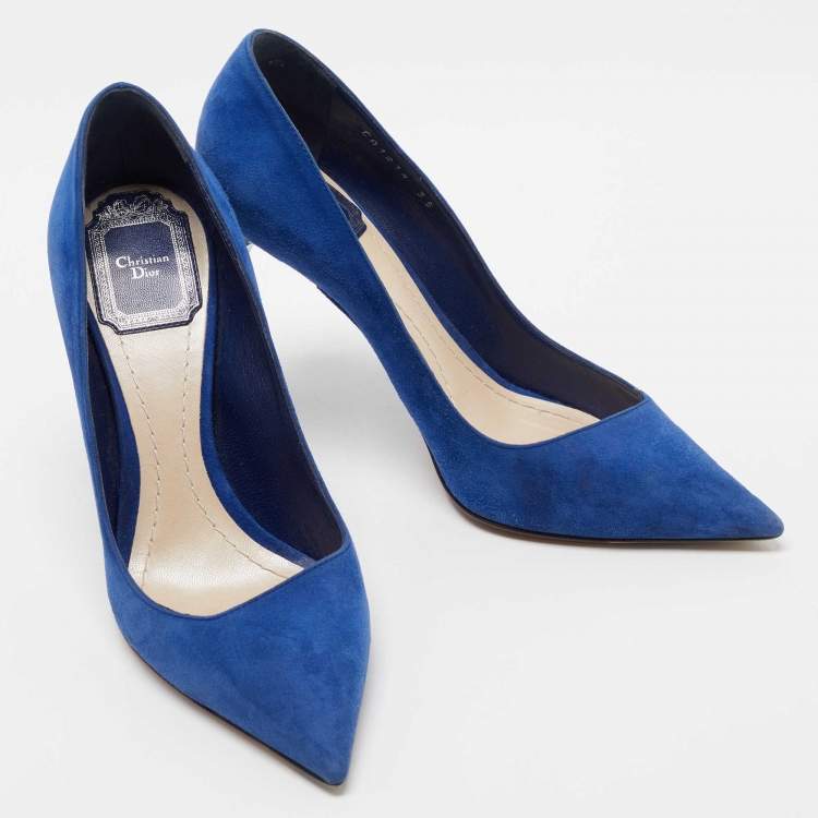 Pre Owned Dior Blue Suede Pointed Toe Pumps Size 35