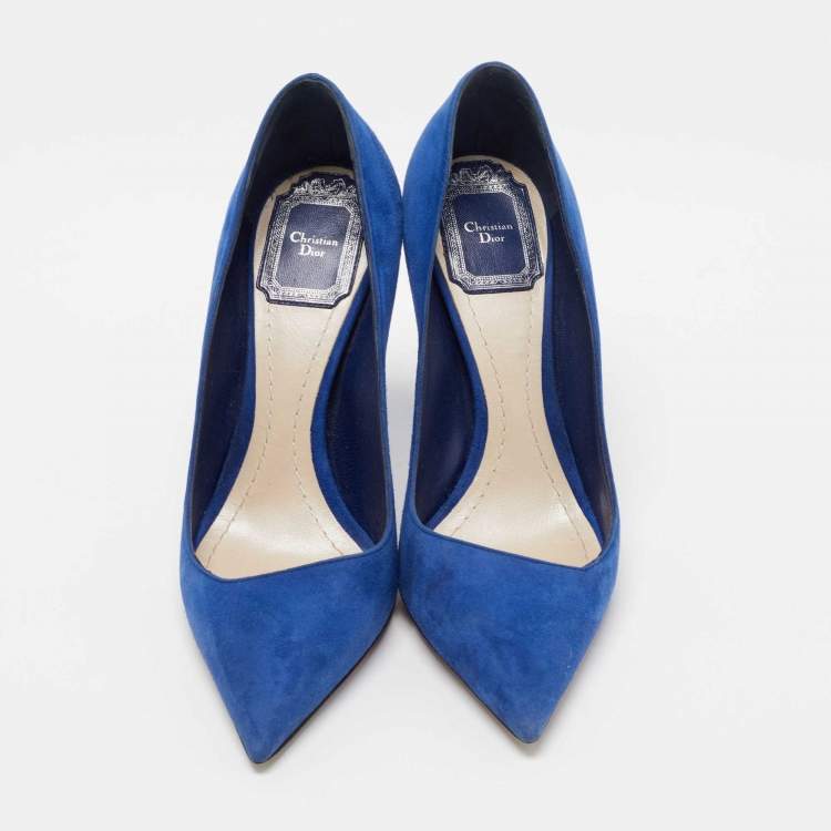 Pre Owned Dior Blue Suede Pointed Toe Pumps Size 35