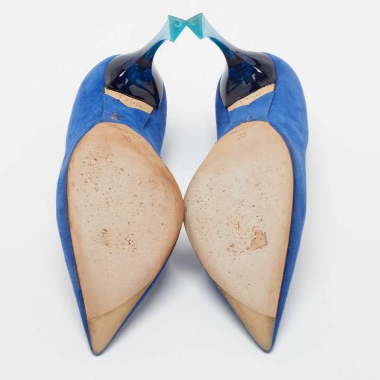 Pre Owned Dior Blue Suede Pointed Toe Pumps Size 35