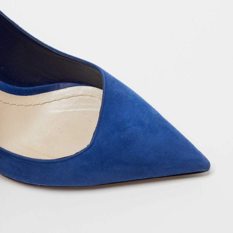 Pre Owned Dior Blue Suede Pointed Toe Pumps Size 35