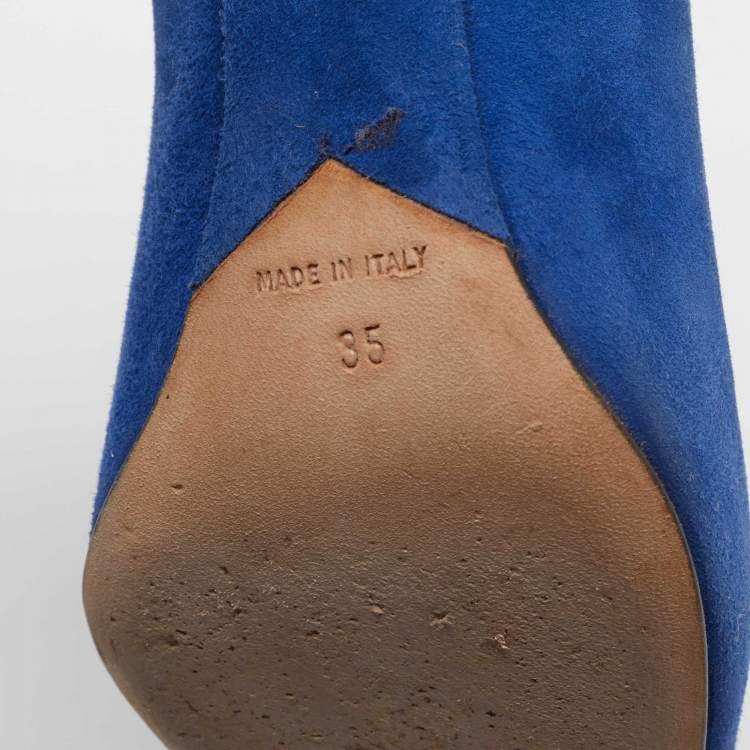 Pre Owned Dior Blue Suede Pointed Toe Pumps Size 35