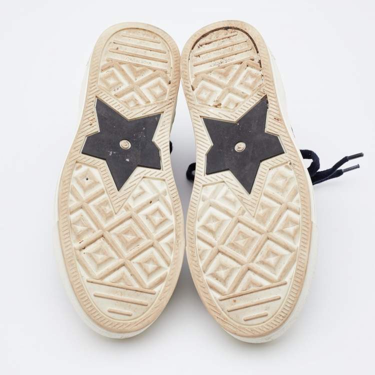 مملوكة مسبقًا Dior Blue Knit Fabric and Leather Walk'n'Dior High Top Sneakers Size 35.5