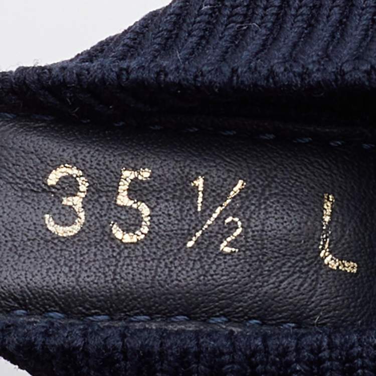 مملوكة مسبقًا Dior Blue Knit Fabric and Leather Walk'n'Dior High Top Sneakers Size 35.5