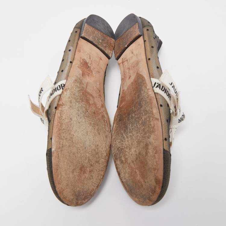 Pre Owned Dior Black Mesh Miss J'adior Ballet Flats Size 38