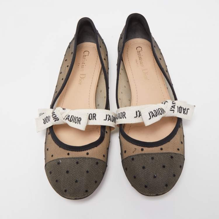 Pre Owned Dior Black Mesh Miss J'adior Ballet Flats Size 38