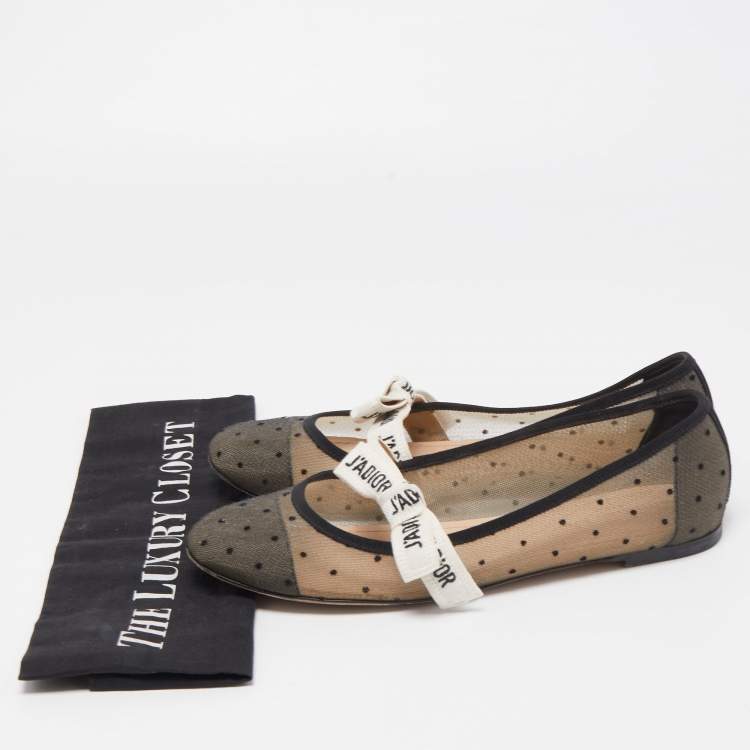 Pre Owned Dior Black Mesh Miss J'adior Ballet Flats Size 38