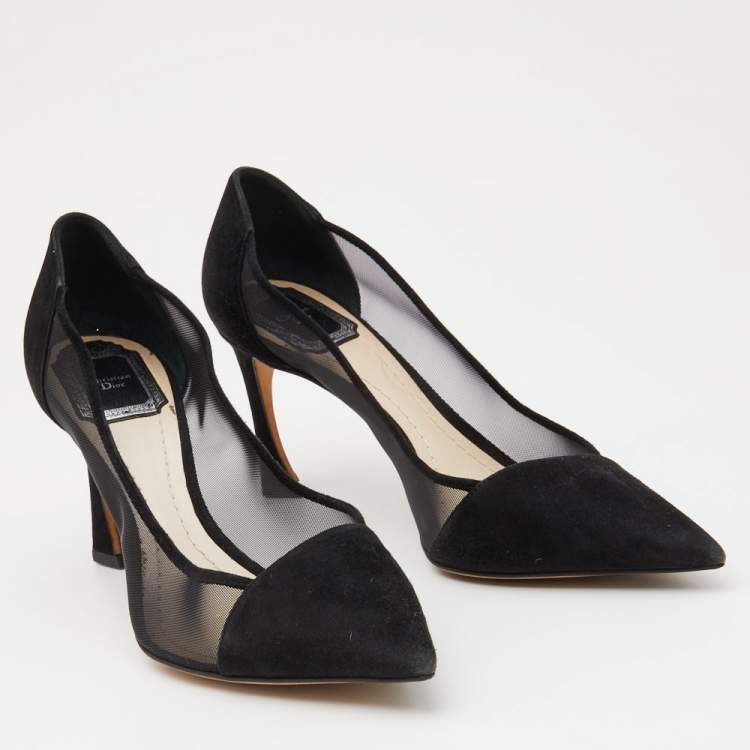 Pre Owned Dior Black Suede and Mesh Songe Pumps Size 38