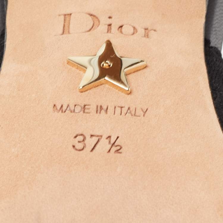 Pre Owned Dior Black Canvas and Mesh Jadior Slingback Pumps Size 37.5