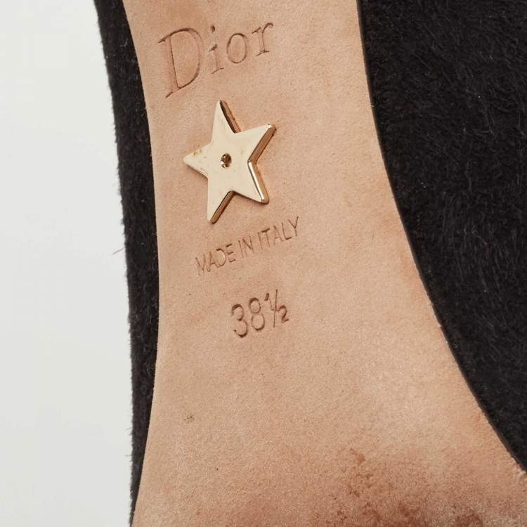 Pre Owned Dior Black Suede Crystal Embellished Pumps Size 38.5