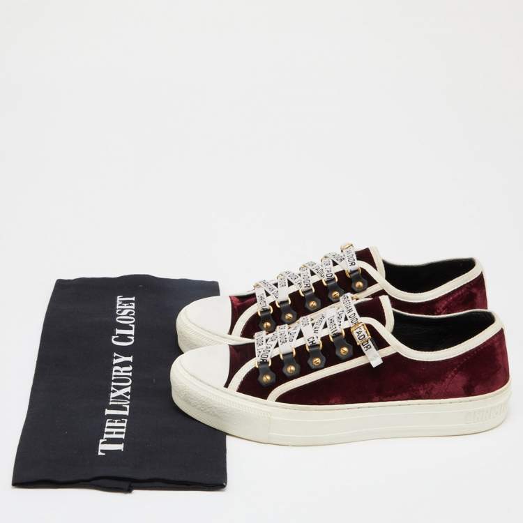 Pre Owned Dior Burgundy Velvet Walk'n'Dior Sneakers Size 38.5