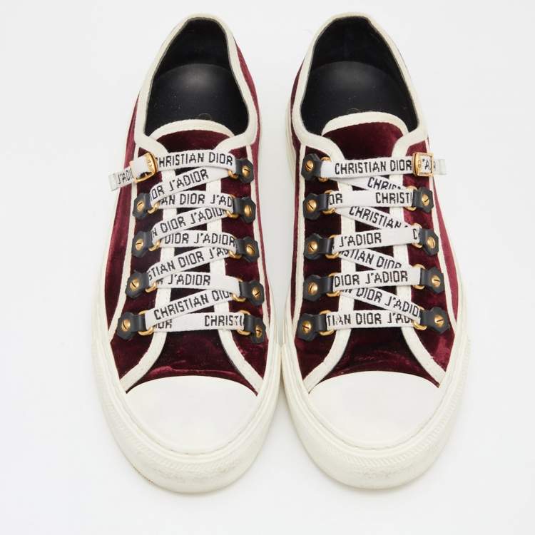 Pre Owned Dior Burgundy Velvet Walk'n'Dior Sneakers Size 38.5