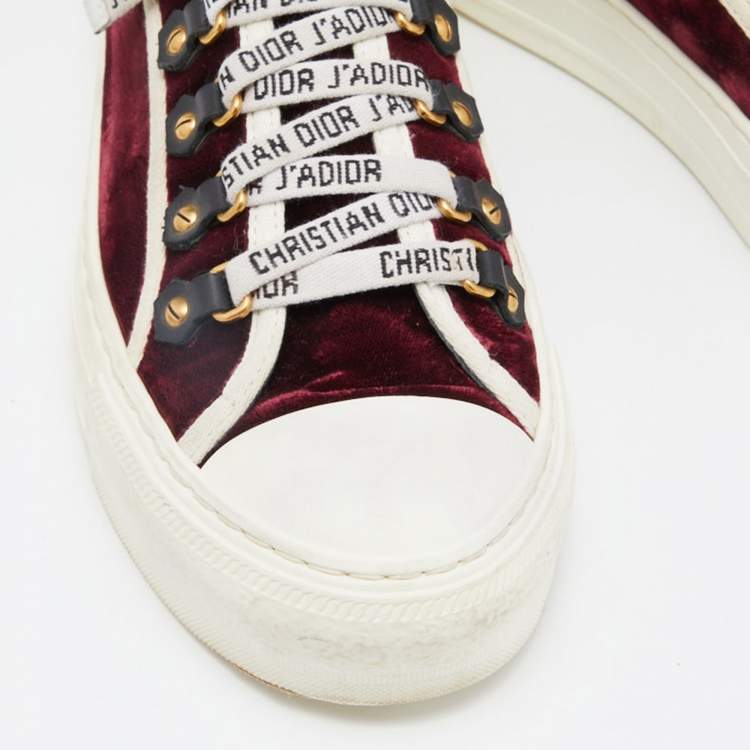 Pre Owned Dior Burgundy Velvet Walk'n'Dior Sneakers Size 38.5