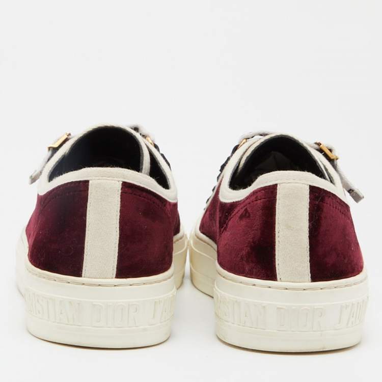 Pre Owned Dior Burgundy Velvet Walk'n'Dior Sneakers Size 38.5
