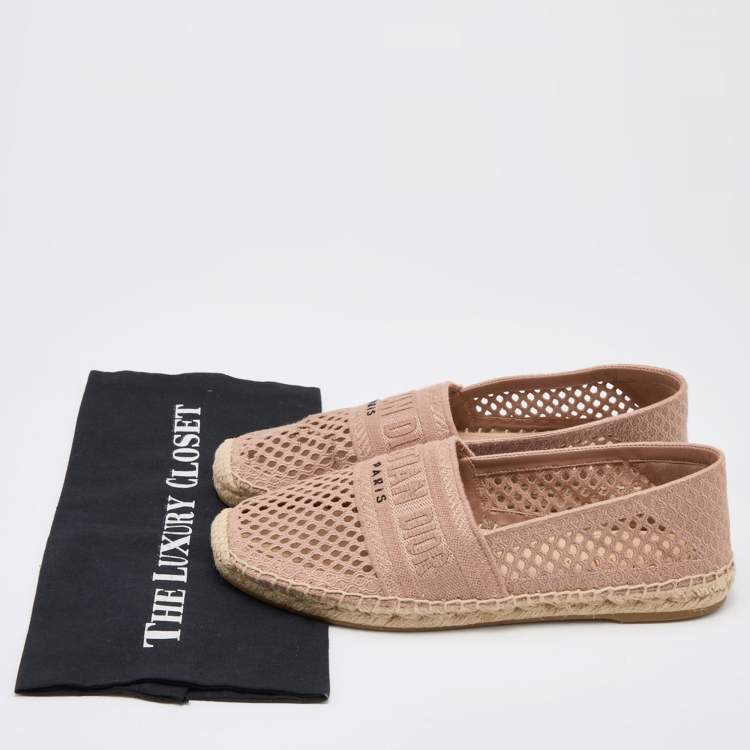 Pre Owned Dior Dusty Pink Mesh and Canvas Granville Espadrille Flats Size 40