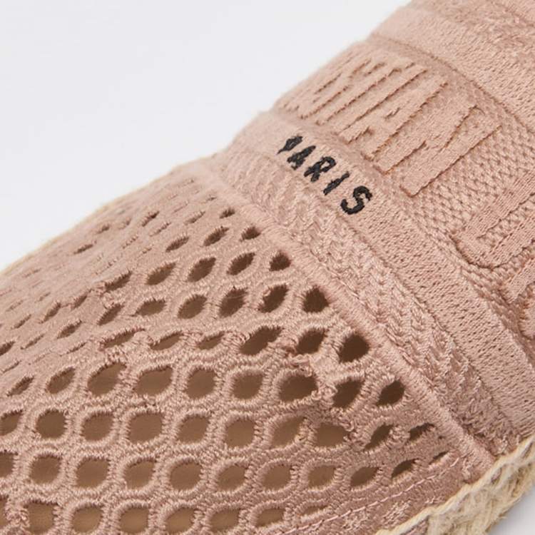 Pre Owned Dior Dusty Pink Mesh and Canvas Granville Espadrille Flats Size 40