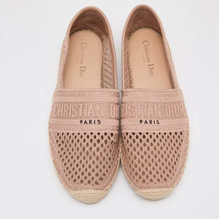 Pre Owned Dior Dusty Pink Mesh and Canvas Granville Espadrille Flats Size 40