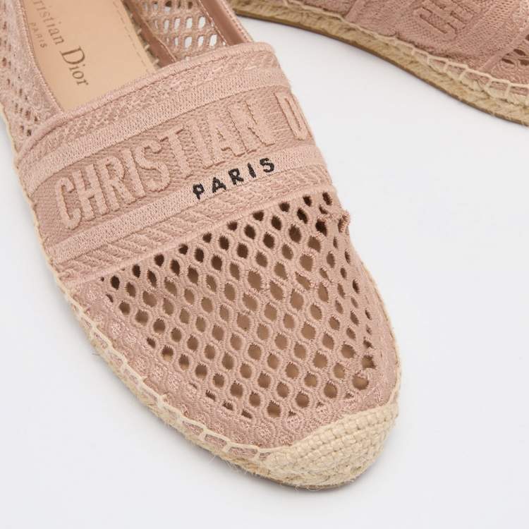 Pre Owned Dior Dusty Pink Mesh and Canvas Granville Espadrille Flats Size 40