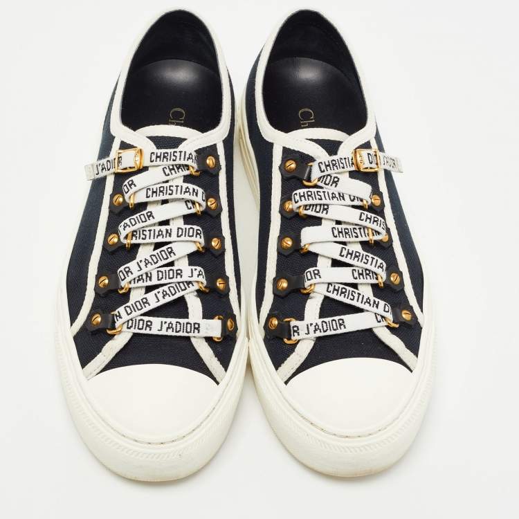 Pre Owned Dior Navy Blue Canvas and Leather Walk'n'Dior  Sneakers Size 38