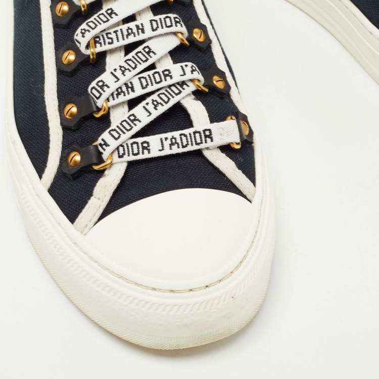 Pre Owned Dior Navy Blue Canvas and Leather Walk'n'Dior  Sneakers Size 38