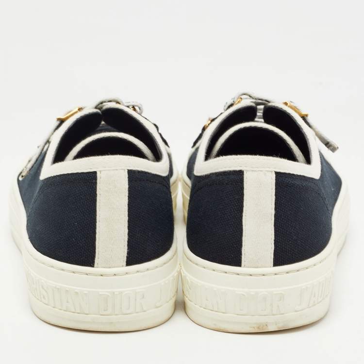 Pre Owned Dior Navy Blue Canvas and Leather Walk'n'Dior  Sneakers Size 38