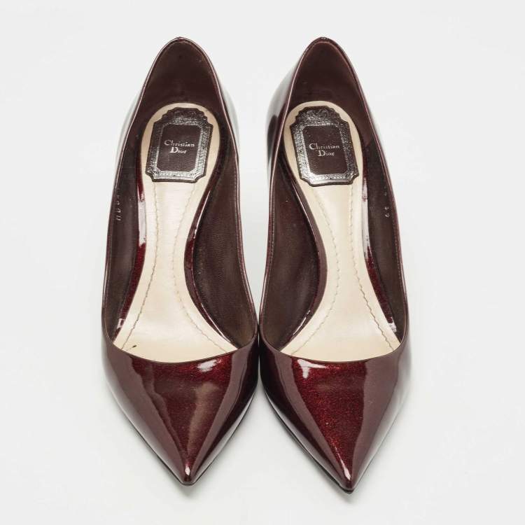 Pre Owned Dior Metallic Patent Leather Pointed Toe Pumps Size 39