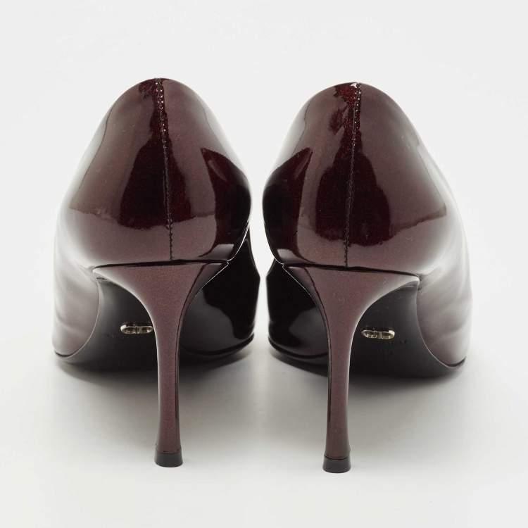 Pre Owned Dior Metallic Patent Leather Pointed Toe Pumps Size 39