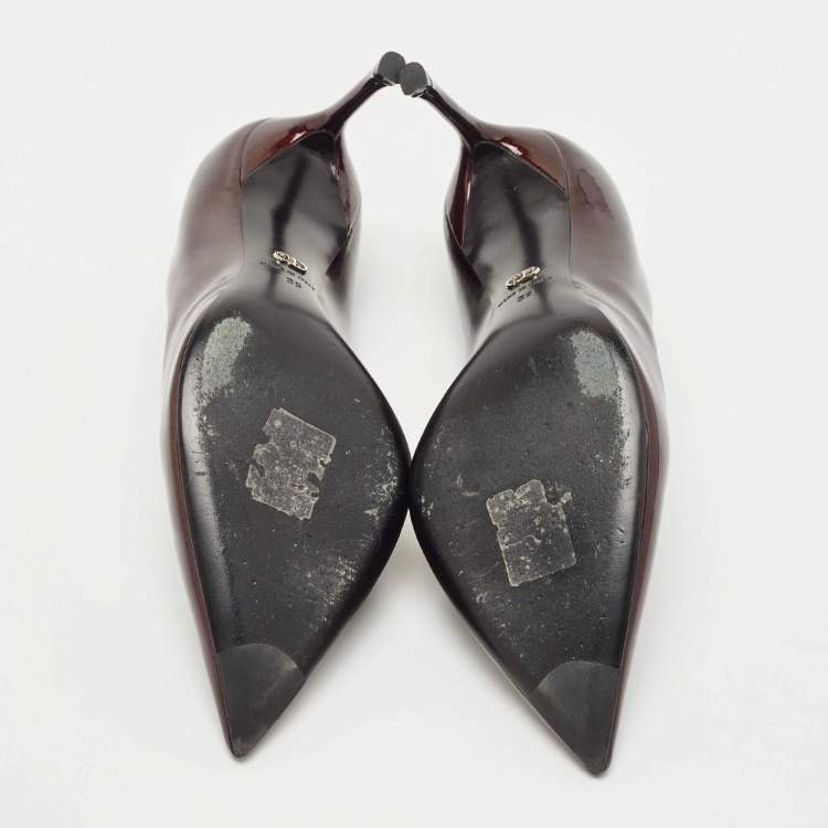 Pre Owned Dior Metallic Patent Leather Pointed Toe Pumps Size 39