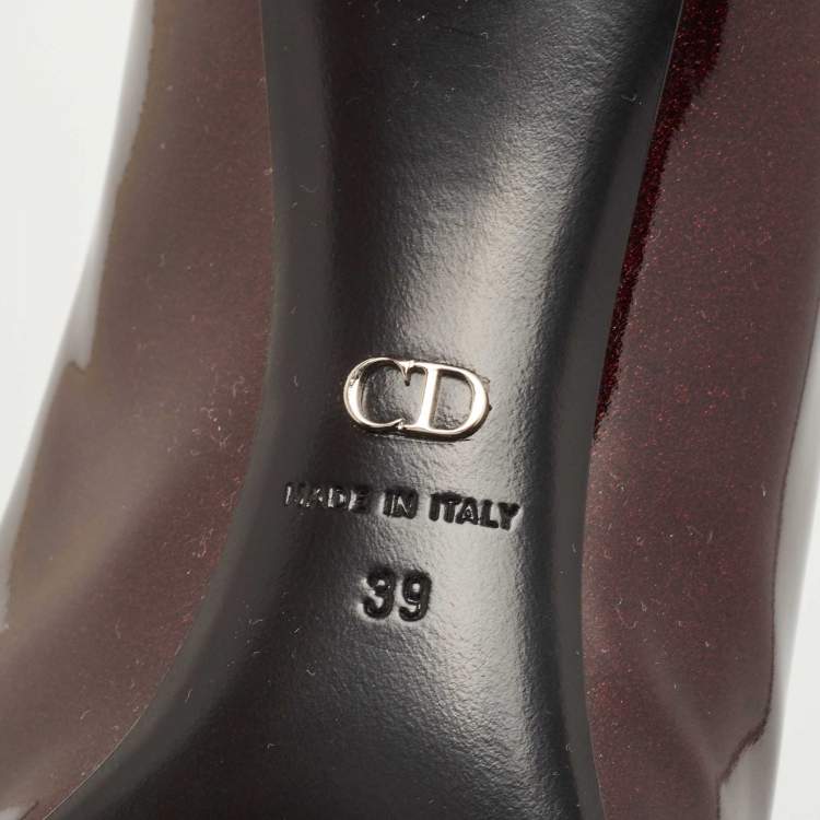 Pre Owned Dior Metallic Patent Leather Pointed Toe Pumps Size 39