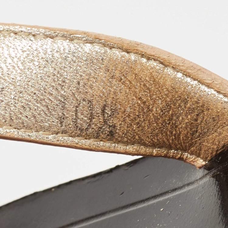 مملوكة مسبقًا Dior Silver Leather Flat Slides Size 40.5 