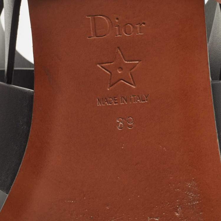 Pre Owned Dior Black Leather Flat Thong Sandals Size 39