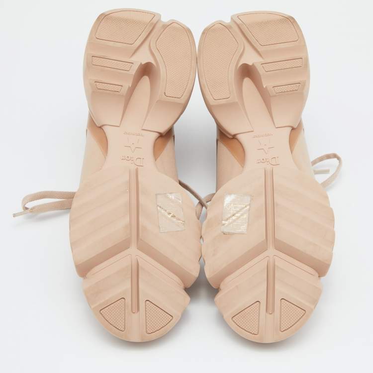 Pre Owned Dior Pink Neoprene,Rubber and Leather D-Connect Sneakers Size 38