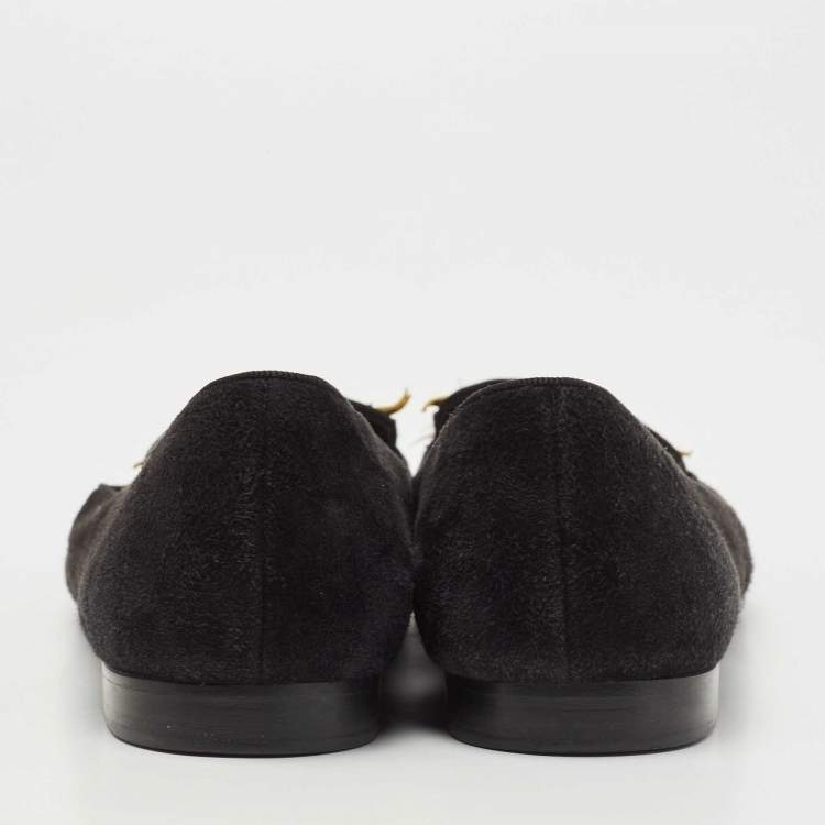 Pre Owned Dior Black Suede Embellished Smoking Slippers Size 37.5