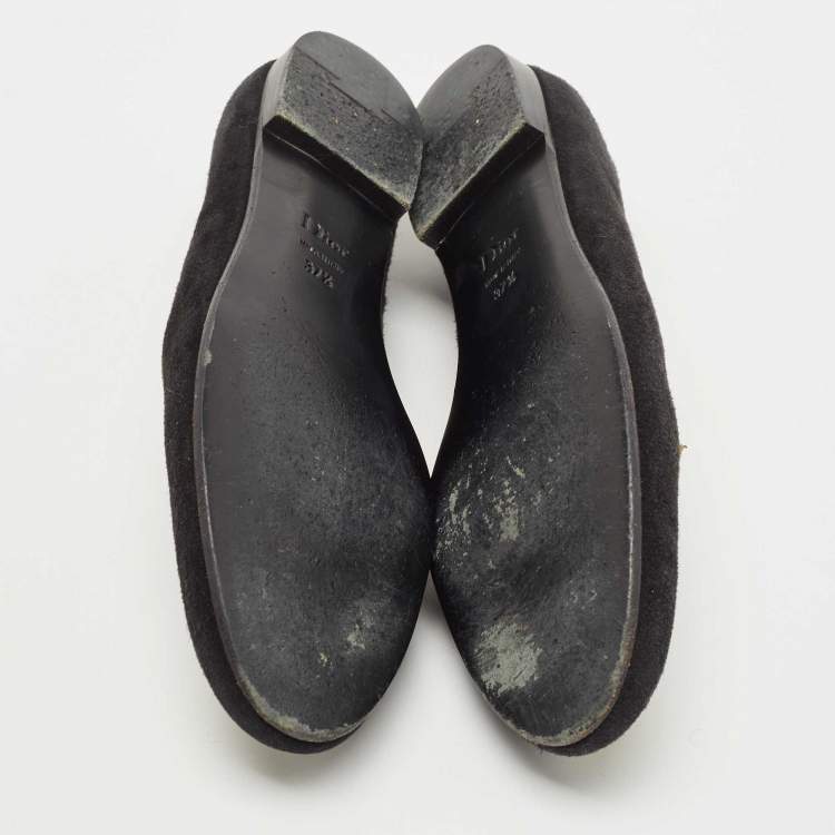 Pre Owned Dior Black Suede Embellished Smoking Slippers Size 37.5