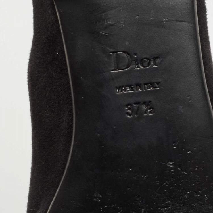 Pre Owned Dior Black Suede Embellished Smoking Slippers Size 37.5