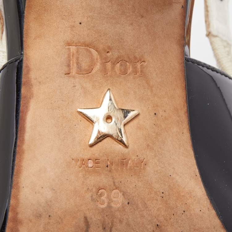 Pre Owned Dior Black Patent J'adior Slingback Pumps Size 39