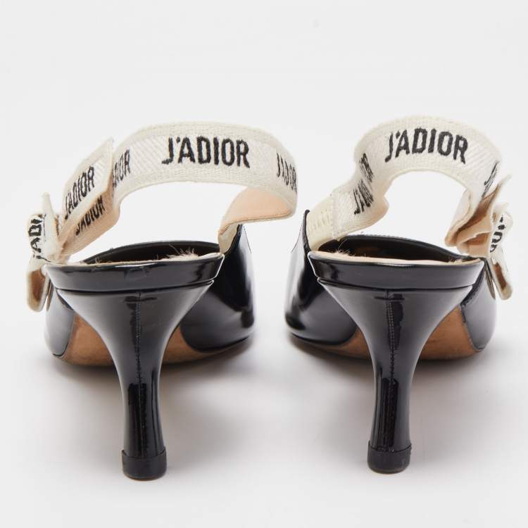 Pre Owned Dior Black Patent J'adior Slingback Pumps Size 39