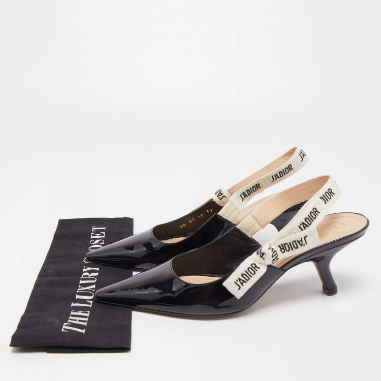 Pre Owned Dior Black Patent J'adior Slingback Pumps Size 39