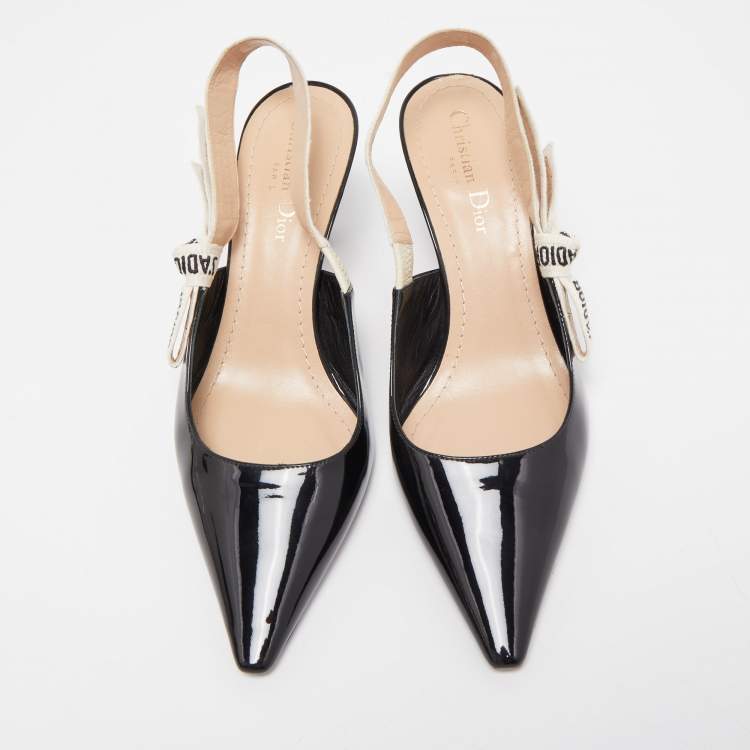 Pre Owned Dior Black Patent J'adior Slingback Pumps Size 39