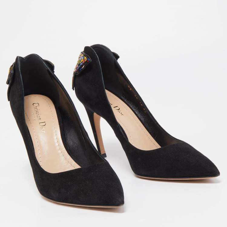 مملوكة مسبقًا Dior Black Suede D-Butterfly Pumps Size 40
