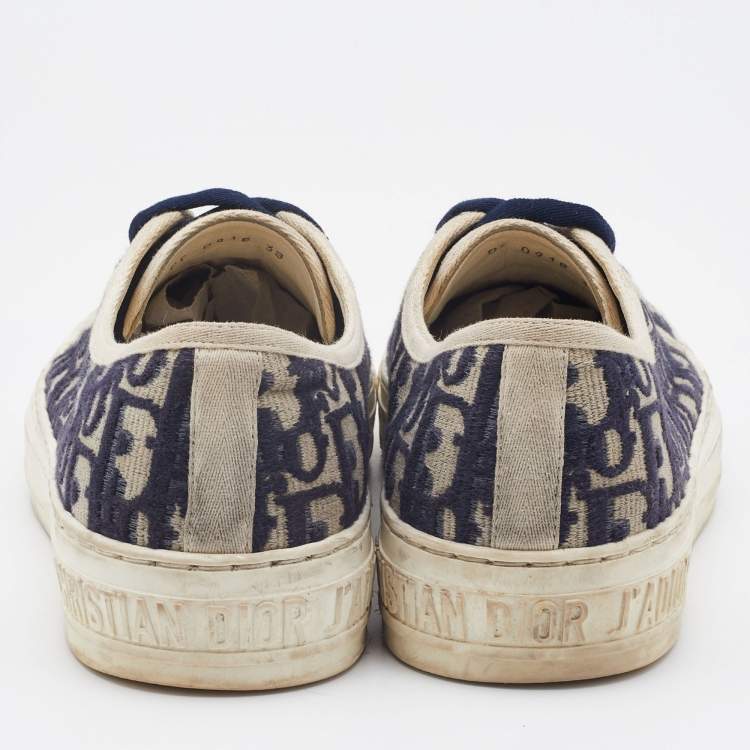 Pre Owned Dior Blue Oblique Canvas Walk'n'Dior Low Top Sneakers Size 38