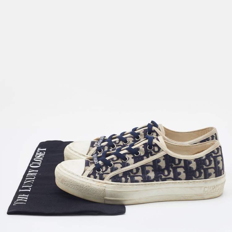 Pre Owned Dior Blue Oblique Canvas Walk'n'Dior Low Top Sneakers Size 38